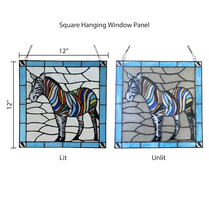 River of Goods River of Goods 12-Inch Rainbow Zebra Stained Glass Window Panel - 12" x 0.25" x 12"