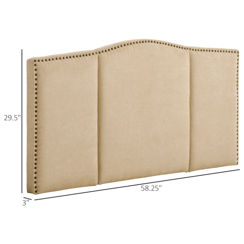 HOMCOM Upholstered Headboard, Bedhead Board with Nail Head Trim, Home Bedroom Decoration for 58.25'' Bed