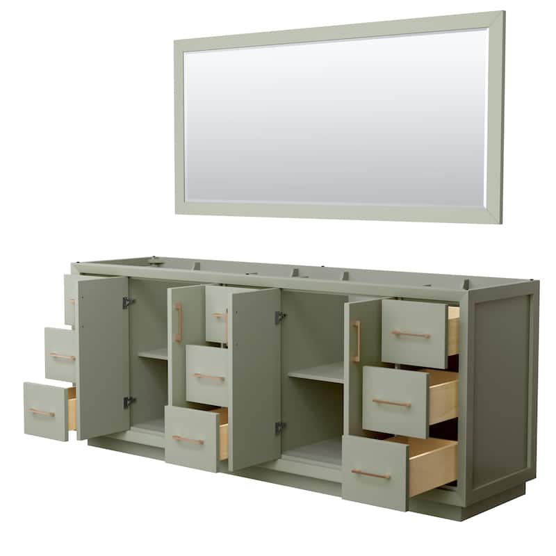 Strada 84-Inch Double Vanity Cabinet, 70-Inch Mirror