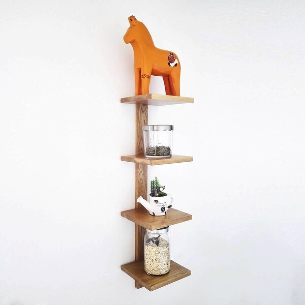 Rustic wood CD/DVD Storage Display 4 Tier Wall Mount Corner Shelves