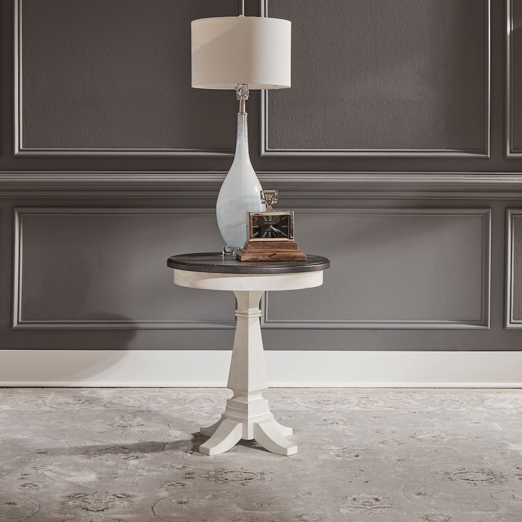 Allyson Park Wirebrushed White Charcoal Chair Side Table