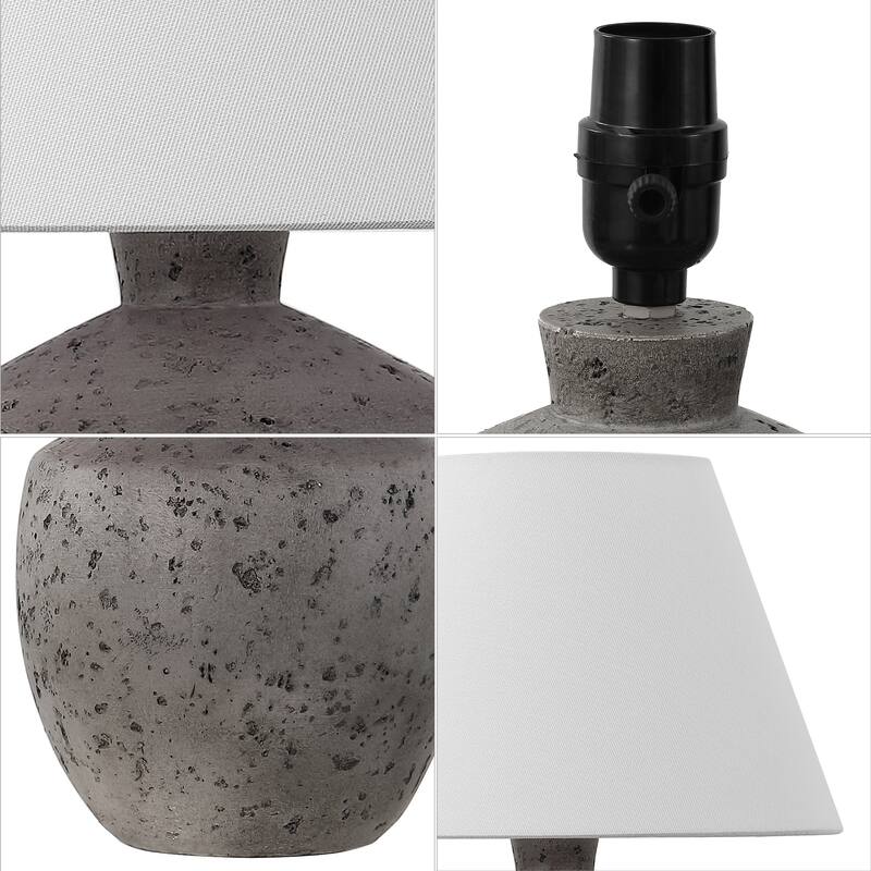Myron 18" Minimalist Concrete Effect Resin/Iron LED Table Lamp (Set of 2), by JONATHAN Y