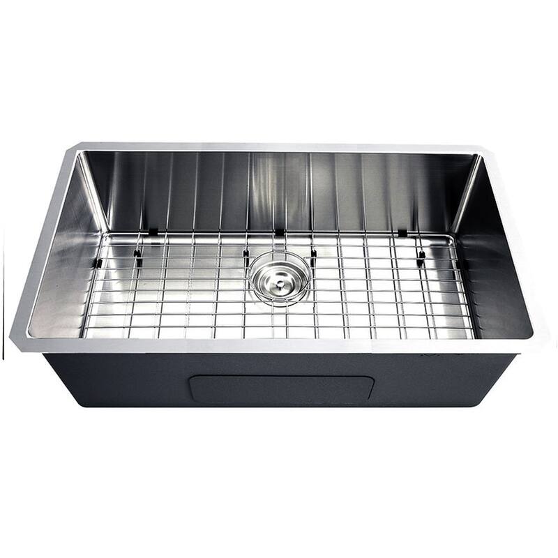 32 Inch Small Radius Undermount 16-Gauge Stainless Steel Kitchen Sink with Drain - 32 x 18 x 10"