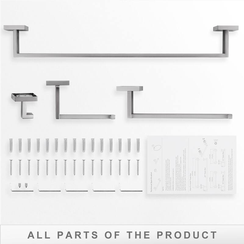 WOWOW Stainless Steel 4-Piece Bathroom Hardware Set (Includes Installation Accessories)