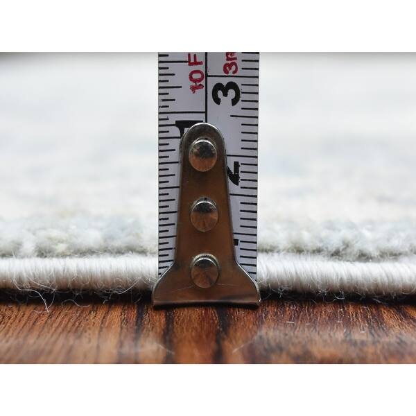 Hand Knotted Grey Oushak And Peshawar with Wool Oriental Rug (4' x 12 ...
