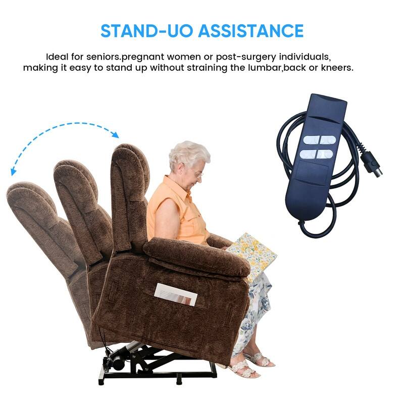 Mixoy Velvet Power Lift Recliner Chair,Dual Motor Heat Massage Electric Recliners Arm Chair with Remote