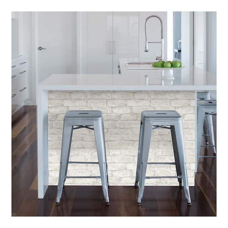 InHome White Denver Brick Peel & Stick Wallpaper - 198in x 20.5in x 0.025in