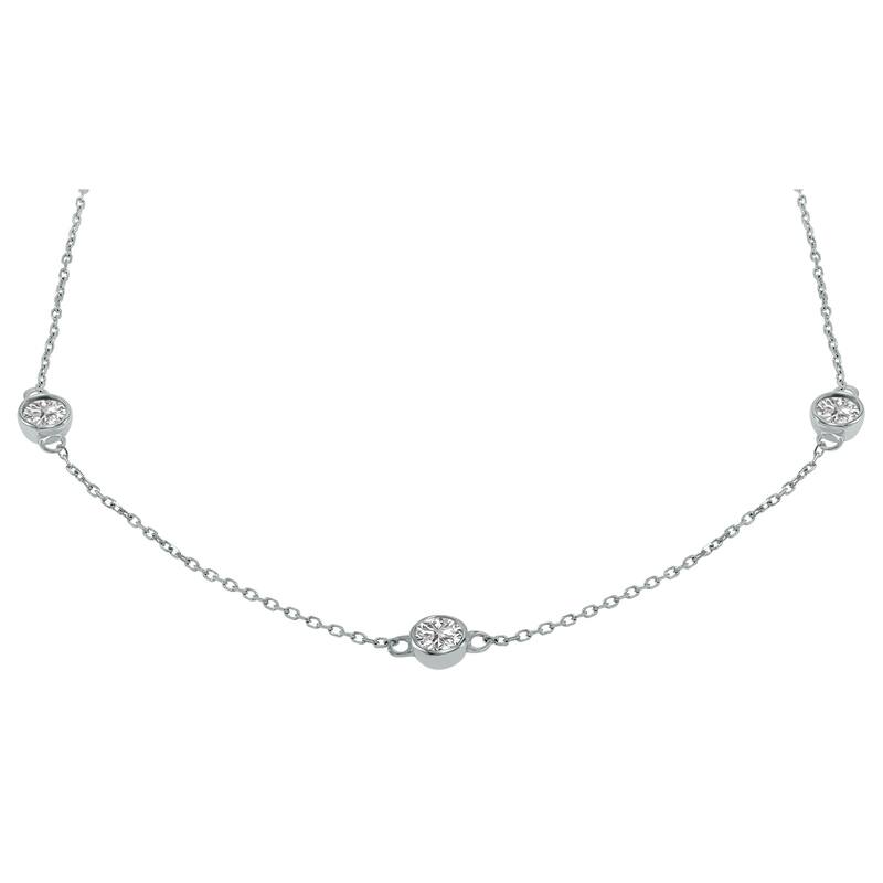 Marquee 1.50 Carat TW Bezel Set Lab Grown Diamond Station Necklace in 14K White Gold