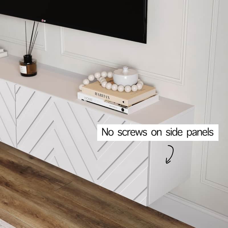 Living Skog Alessio White 59 in. Floating TV Stand Fits TV's up to 65 in. with Wall Mount Feature