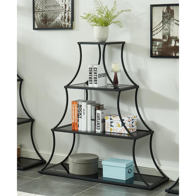 Gliny Contemporary Glass Shelves Open Back Bookcase by Furniture of America - 4-Shelf