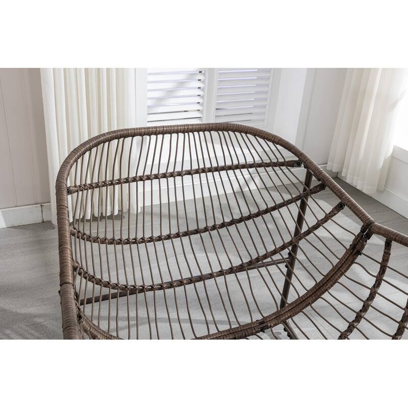 Premium Oversized Rocking Recliner - All-Weather Woven Rattan Chair for Indoor & Outdoor Comfort