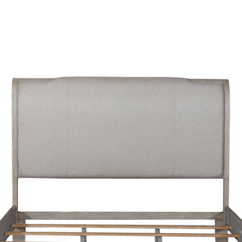 Belmar Washed Taupe & Silver Champagne King California Upholstered Bed