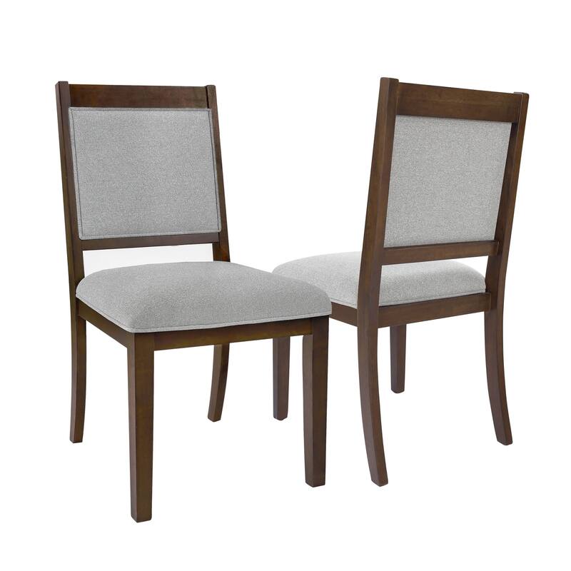 HomePop Open Back Upholstered Wood Frame Dining Chair - Set of 2 - Gray Solid Woven
