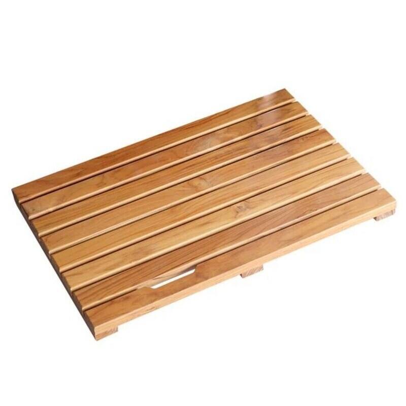 Teak Wood Reversible Bath Mat - Non-Slip Quick-Dry Shower Mat, Double-Sided Design