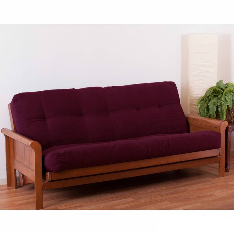 7-inch Thick Twill Futon Mattress (Twin, Full, or Queen) - Burgundy - Full