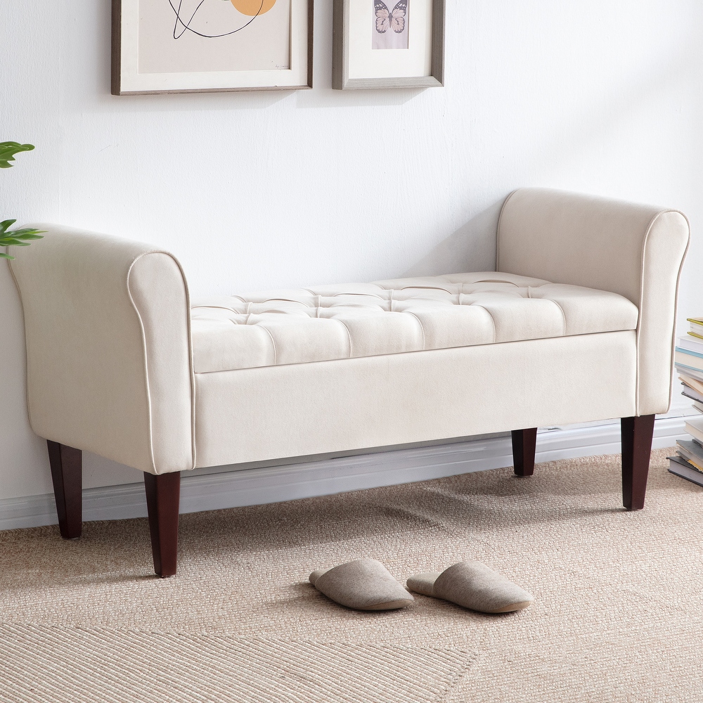 Storage top bench beige