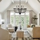 preview thumbnail 10 of 29, Modern Farmhouse Candle Chandelier Black Large Wagon Wheel Chandeliers