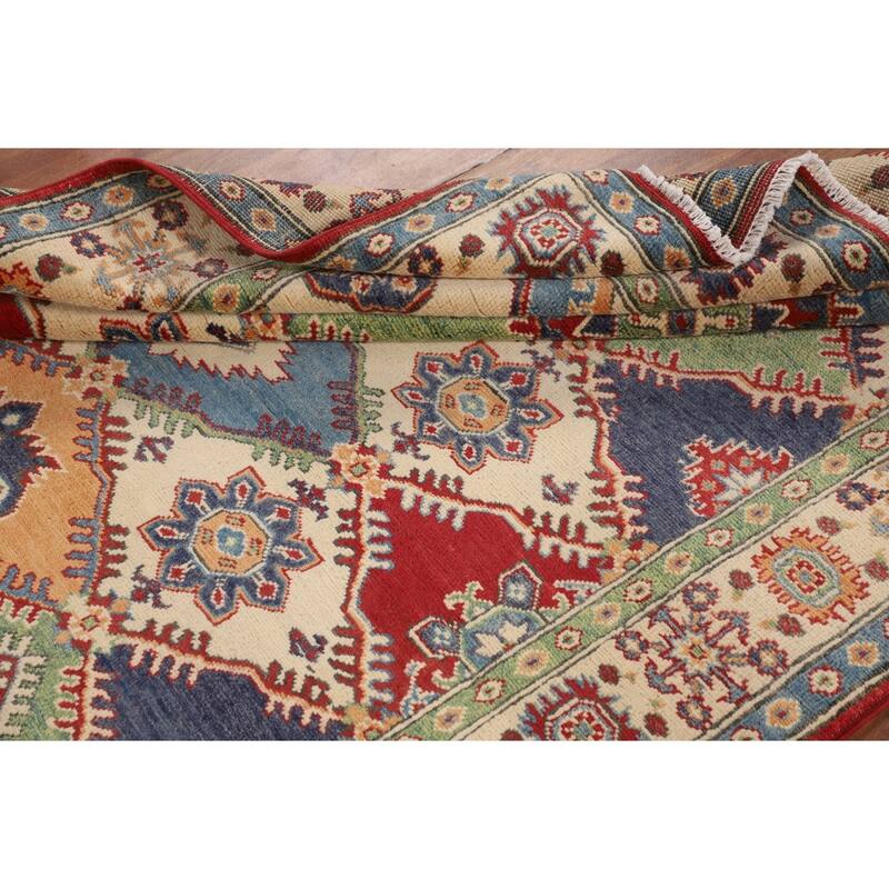 Multi-Color Kazak Oriental Area Rug Handmade Wool Carpet - 4'11" x 6'7"