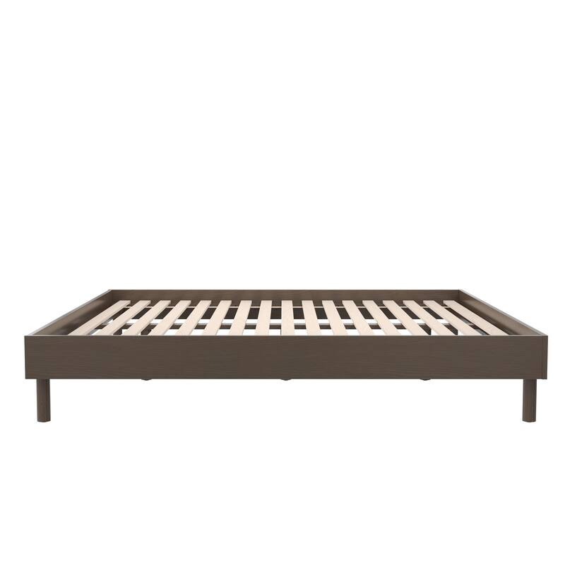 Roomfitters Cologne Tool-Less Wood Platform Bed Frame, Low Profile Rustic Design, Walnut