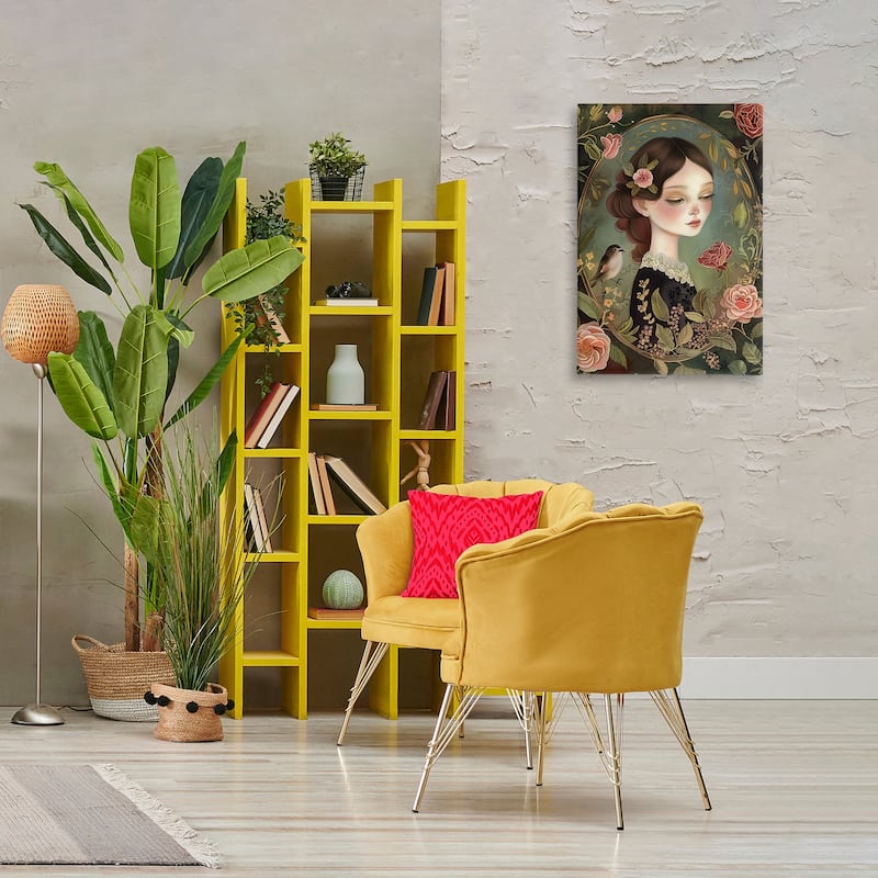Stupell Vintage Lady & Floral Border Canvas Wall Art Design By The Dutch Lady