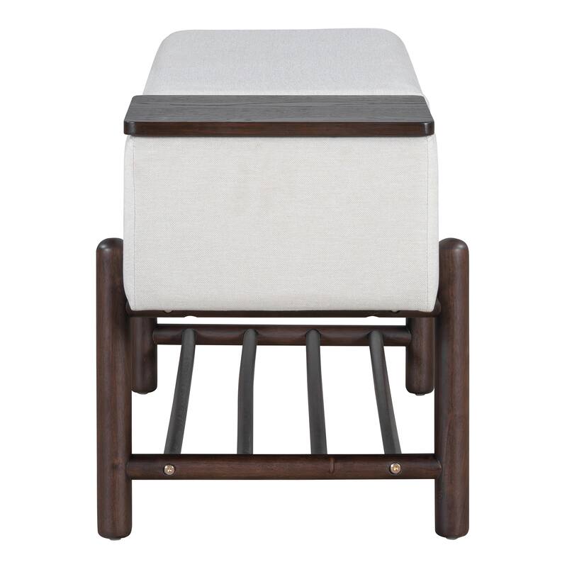 Farmhouse Storage Bench Shoe Rack Bench with Hidden Compartment