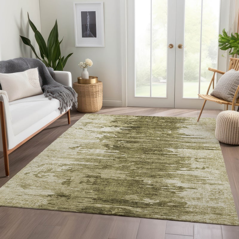 Machine Washable Indoor/ Outdoor Chantille Abstract Ombre Rug - Mocha - 10' x 14'