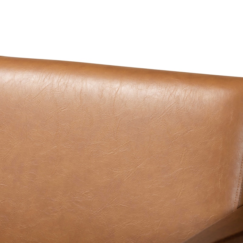 Bianca Mid-Century Modern Finished Wood and Faux Leather Loveseat