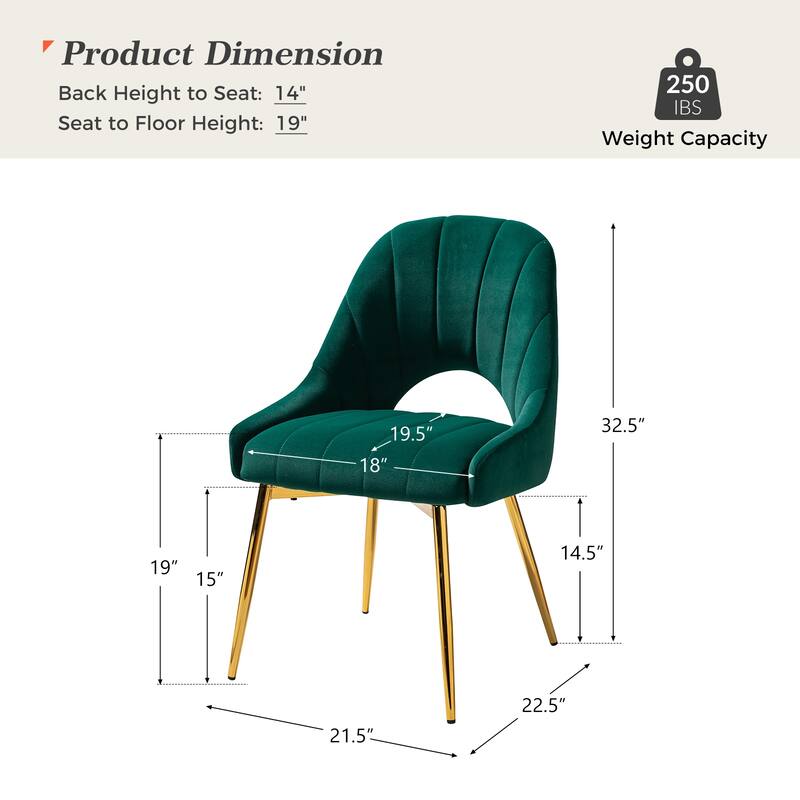 Ignaz Comfortable Modern Upholstered Dining Chair with Hollowed-out Back Set of 2 by HULALA HOME