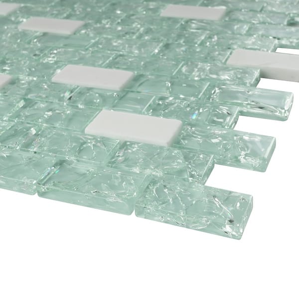 Shop Tilegen Crushed 1 X 2 Crackle Glass And Stone Mosaic Tile