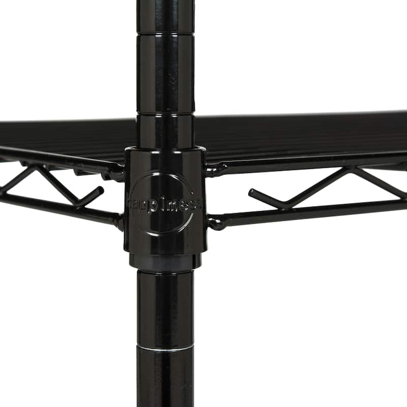 SAFAVIEH Storage Danita Mini 3 Tier Heavy Duty Commercial Chrome Wire Black Shelf - 23.2" x 13.3" x 35" - 23Wx13Dx35H
