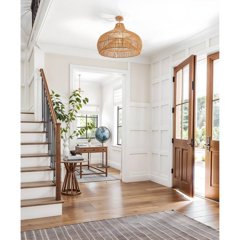 Oceania Brown Rattan Pendant Light – Large Handwoven Ceiling Light Fixture for Living Room, Kitchen in Modern & Coastal Style