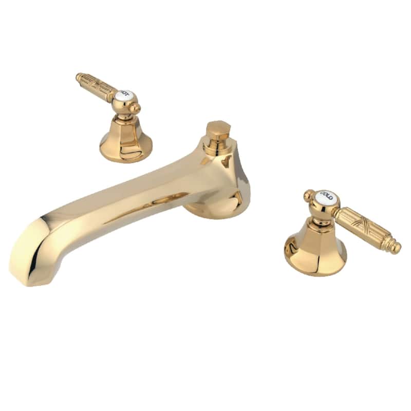 Kingston Brass Georgian Deck Mounted Roman Tub Filler with Lever - Polished Brass