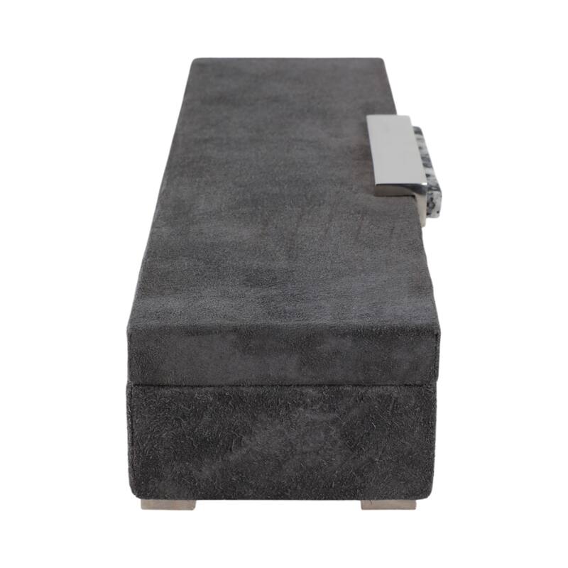 Casual Home Keepsake Box with Sculptural Hardware and Lid - 18", Gray - 18.0"