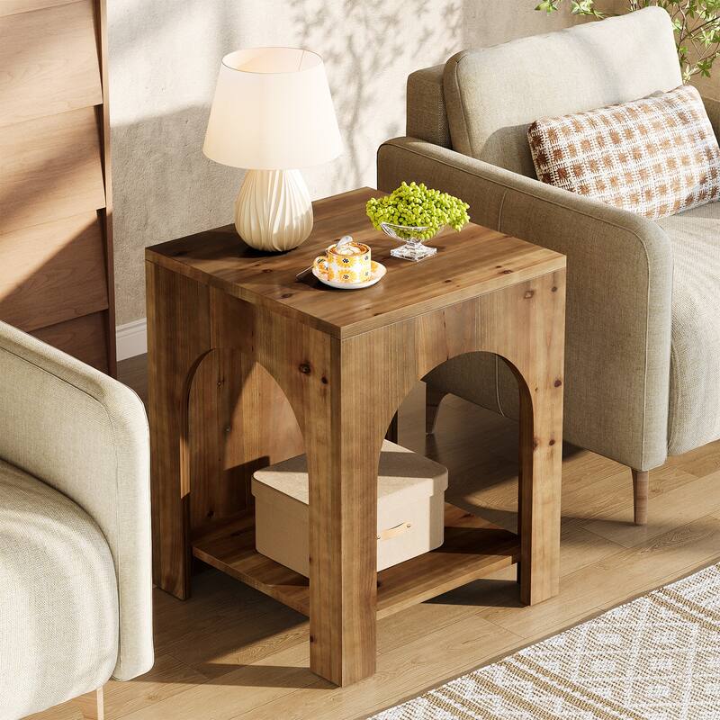 2-Tier Farmhouse End Table with Arch Design