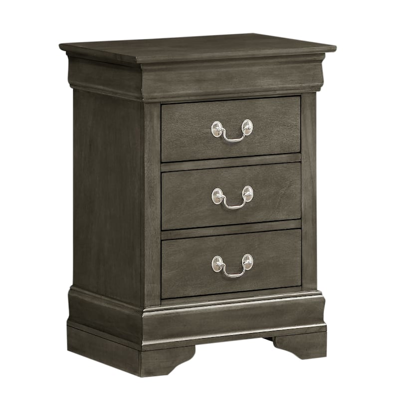 3-Drawer Wooden Nightstand - 29" - Gray