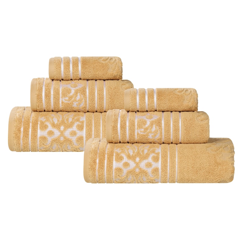 Superior Sadie Zero Twist Cotton 6 Piece Jacquard Towel Set