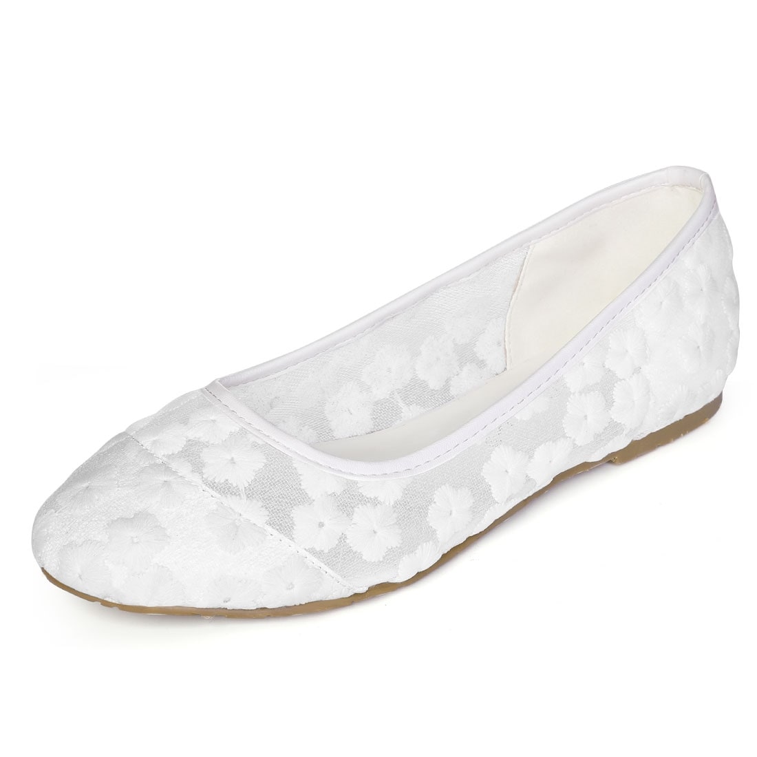 white lace ballet flats