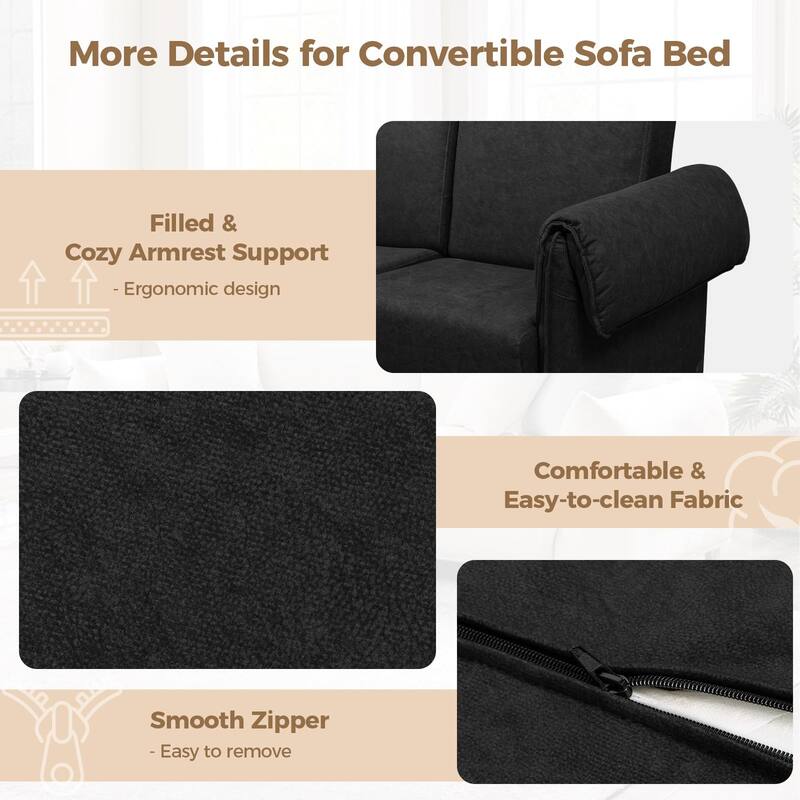 65" Loveseat Sleeper Sofa, Convertible Couch Bed Loveset Small Couchs for Living Room