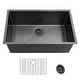 preview thumbnail 2 of 3, 27in Stainless Steel Topmount Black 18 Gauge Single Bowl Kitchen Sink - 27x18x9in