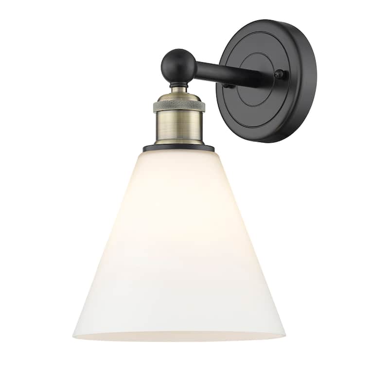 Innovations Lighting 616-1W-13-8 Berkshire Sconce Berkshire 13" Tall - Black Antique Brass / Matte White