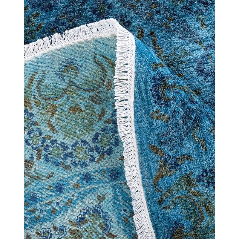 Vibrance One-of-a-Kind Hand-Knotted Area Rug - Blue, 8' 1" x 8' 1" - 8' 1" x 8' 1"
