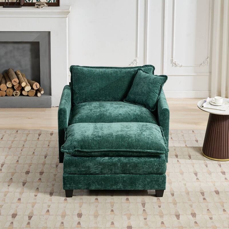 Cloud Sofa Ottoman, Modern Sectional Couch, for Living Room Bedroom and Apartment, Comfy Double Layer Upholstered Seat Cushion