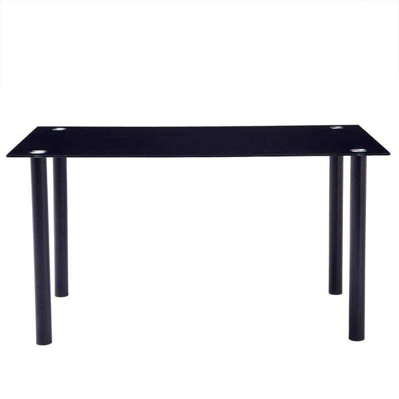 Simple Round Tube Table Leg Dining Table Black