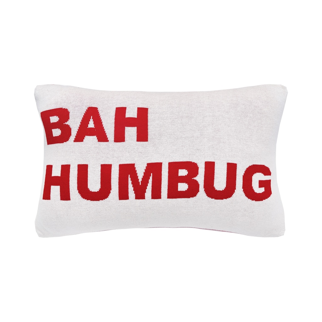 Bah Humbug 14" x 22" Knitted Throw Pillow