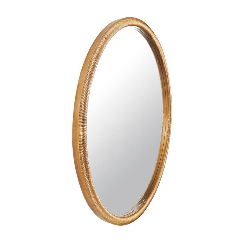 Brown Wooden Ribbed Wall Mirror