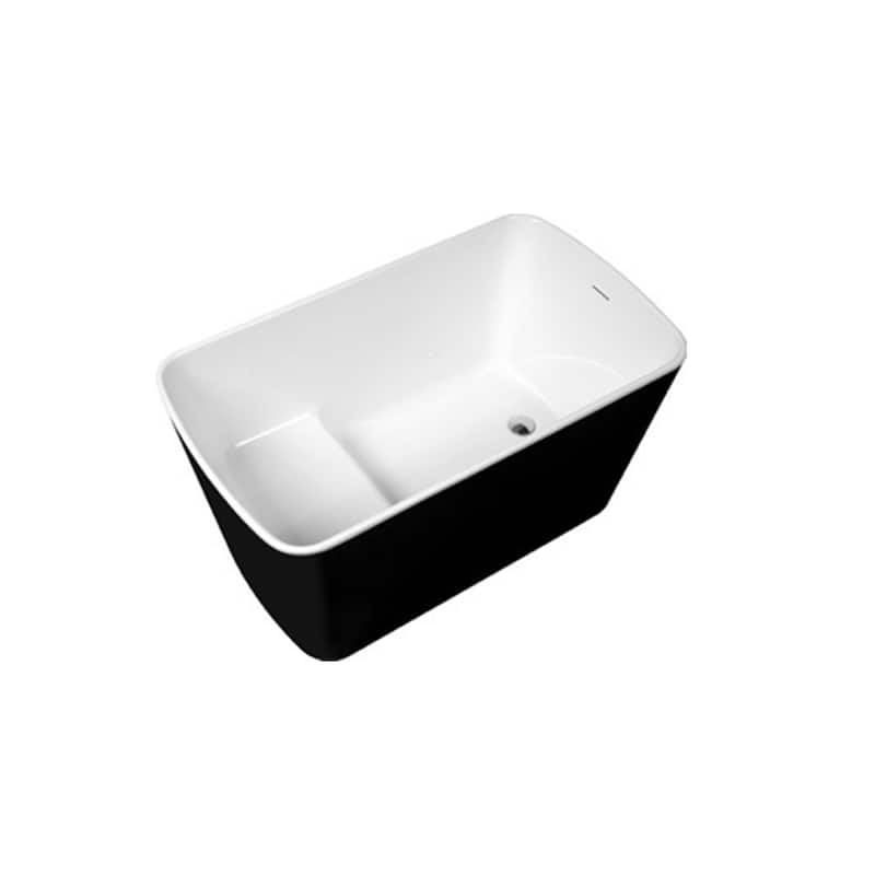 49 in. x 28 in. Acrylic Freestanding Soaking Bathtub in Black - 49" x 28" - Black