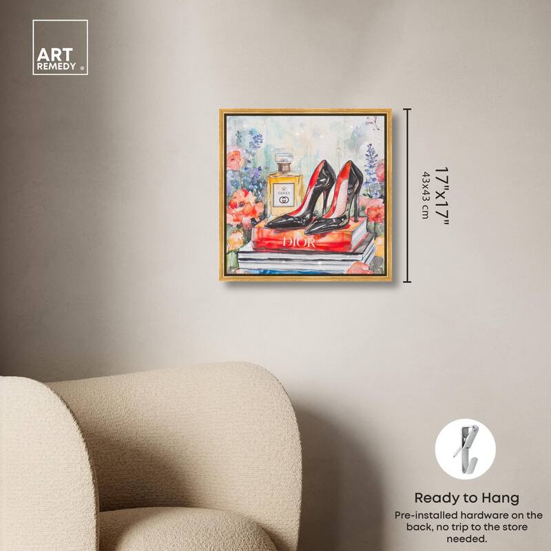 Lovely Garden Books and Heels Canvas by Art Remedy