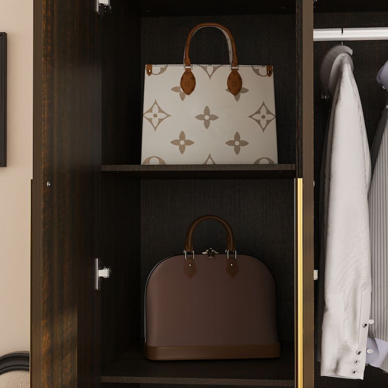 Modern White Wardrobe Closet with Mirror - Multi-Functional Bedroom Storage Cabinet