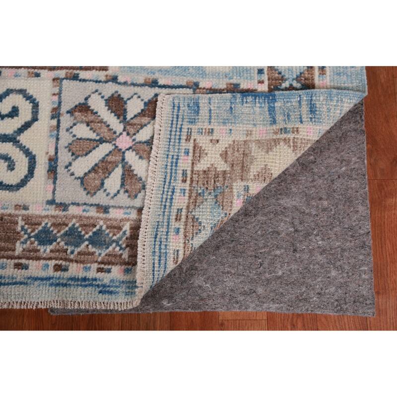 Hand Knotted Oriental 100% Wool Carpet Transitional All-Over Navy Blue & Blues Oushak Area Rug - 11' 0'' X 8' 4''