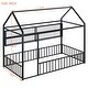 preview thumbnail 23 of 58, Metal Bed House Bed Frame with Fence and Shelves